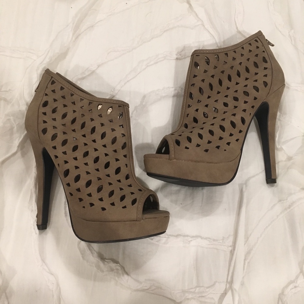 Taupe platform heels